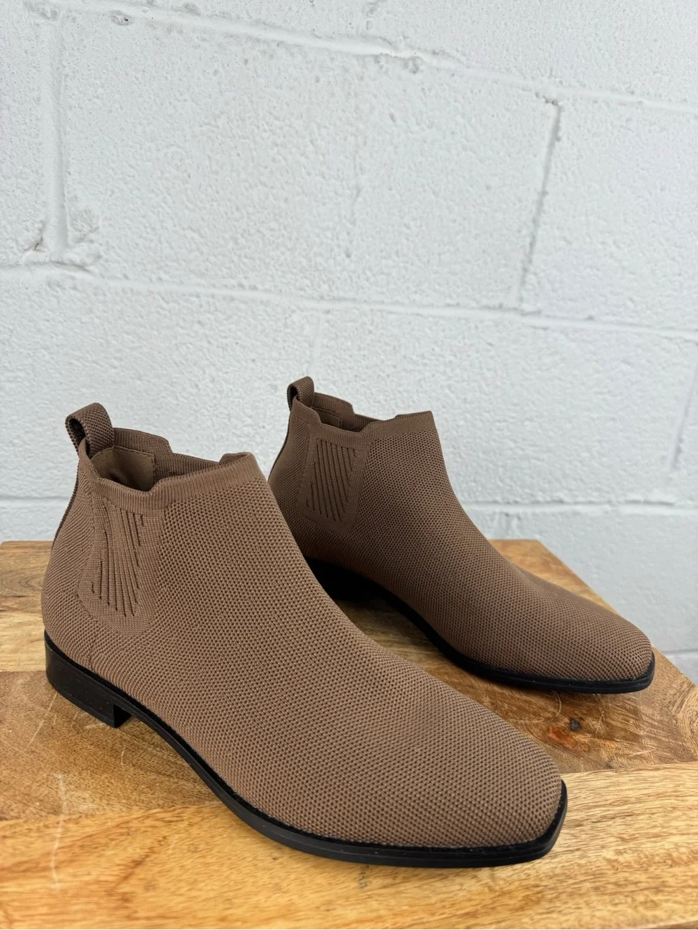 VIVAIA Knit Chelsea Ankle Boots Taupe Brown EU 40.5 US 9.5